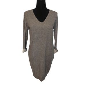 DALIA SWEATSHIRT DRESS PULLOVER V NECK Cuff Sleeve Heather Gray Sz XS Minimalist
